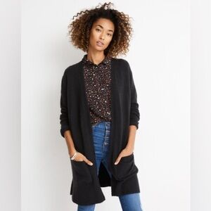 Madewell Kent Yarn Black Open Front Cardigan Sweater